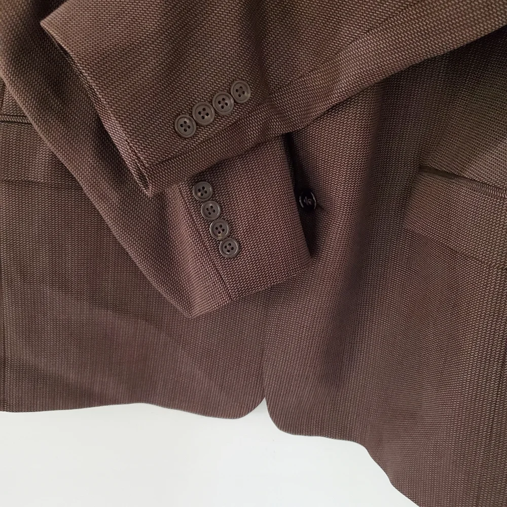 CALVIN KLEIN 44R Brown Tan 100% Pure New Wool Sport Coat Blazer Jacket 3 Button
